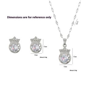 Japanese And Korean Style Zircon Niche Design Fashion Accessories Crown Necklace (Option: Suit)