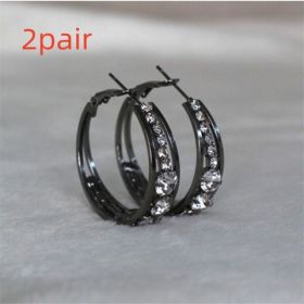 European And American Air Drill Mosaic Women's Earrings (Option: Black 2pair)