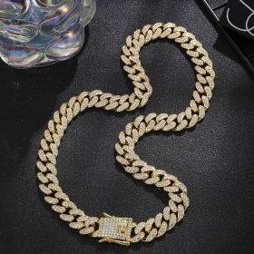 Diamond Men's Hip Hop Style Chunky Necklace (Option: Arc Golden 20inch)