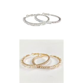 Simple Gold Ladies Zircon Earrings European And American Big Earrings (Option: Suit)