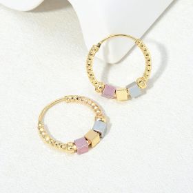 Hollow Rosette Earrings With Gold Contrast Hoops (Option: GOLD A)