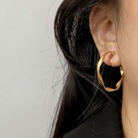 925 Silver Needle Vintage Geometric Metal Earrings (Option: Gold)