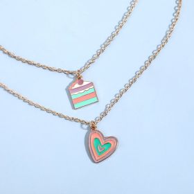 Women Macaron Multi-color Oil Drop Heart Pendant Girl Cute Cake Shape Necklace (Option: Women)
