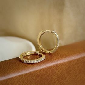 S925 Sterling Silver Needle Single Row Diamond Earrings For Women (Option: 14K Yellow Gold)