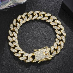 Diamond Men's Hip Hop Style Chunky Necklace (Option: Arc Golden 8inch)