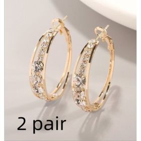 European And American Air Drill Mosaic Women's Earrings (Option: Gold 2pair)