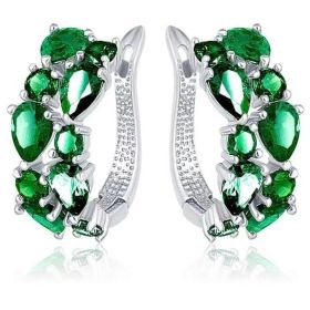 Diamond Crystal Zircon Ear Clip Affordable Luxury Earrings Women (Option: Green)