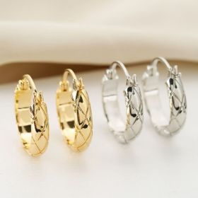 Cross-border European And American Stylish Glossy Diamond Plaid Earrings (Option: Suit)