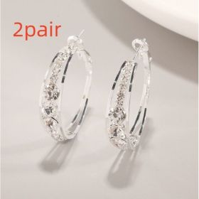 European And American Air Drill Mosaic Women's Earrings (Option: Silver 2pair)