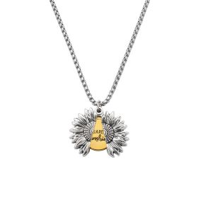 Creative Openable Sunflower Pendant Necklace Fashion Letter Jewelry Gift (Option: Silver)