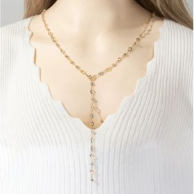 European And American Color Artificial Crystal Necklace Women's Temperament (Option: 24 Gold 80CM)