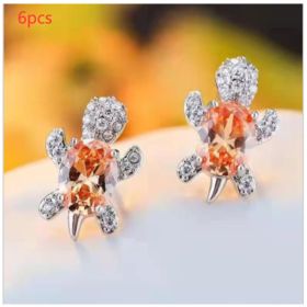 Cute Little Animal Niche Design Earrings Jewelry Stud Earrings (Option: Champagne 6pcs)