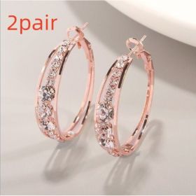 European And American Air Drill Mosaic Women's Earrings (Option: Rose Gold 2pair)