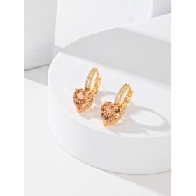 Fashion Multi-color Copper Earrings Studded With Zircon (Option: Champagne)