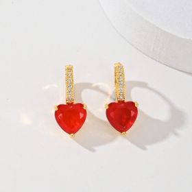 Fashion Multi-color Copper Earrings Studded With Zircon (Option: Red)