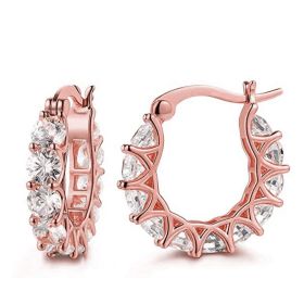 Fashion U-shaped  Earrings Full Zircon Rhinestones  Earrings (Option: Pink)