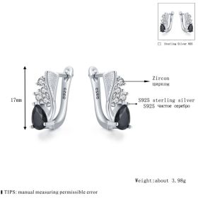 Korean Style Creative Drop-shaped Earrings Micro Rhinestone (Option: Black)