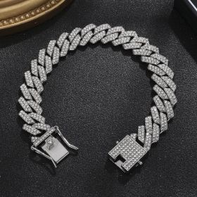 Diamond Men's Hip Hop Style Chunky Necklace (Option: Diamond Silver 8inch)