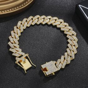 Diamond Men's Hip Hop Style Chunky Necklace (Option: Diamond Gold 8inch)