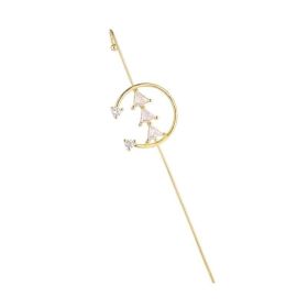 Glistening Ear Wrap Crawler Zircon Earrings Piercing Earrings Premium Earrings (Option: F-Gold-Single)
