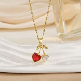 Women's Cherry Necklace Does Not Fade High-end Pendant Versatile Clavicle Chain (Option: Women)