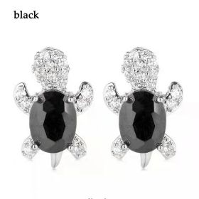 Cute Little Animal Niche Design Earrings Jewelry Stud Earrings (Option: Black)