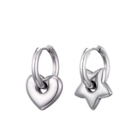 XINGX Earrings Stainless Steel Glossy Earrings (Option: Love Star)