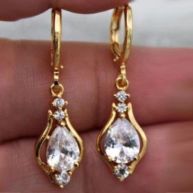 Purple Zircon All-match Drop-shaped Temperament Earrings (Option: White)