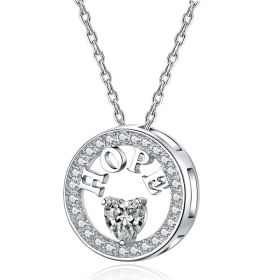 Emma Manor Necklace For Women 18k Gold Plated 925 Silver 5A Zirconia Diamond Hope Pendant Necklace (Option: White gold)