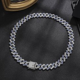 Diamond Men's Hip Hop Style Chunky Necklace (Option: Diamond Silver Blue 20inch)