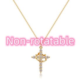 Fashion Jewelry Cross Full Diamond Crown Rotatable Necklace (Option: Golden Crown Cannot Rotate-1PC)