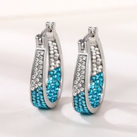 European And American Colorful Ear Clip Fashion Diamond Women's Earrings (Option: E2094 Sky Blue)
