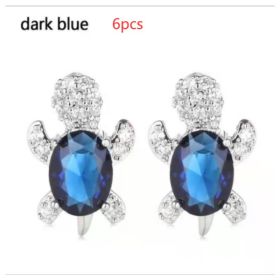Cute Little Animal Niche Design Earrings Jewelry Stud Earrings (Option: Dark Blue 6pcs)