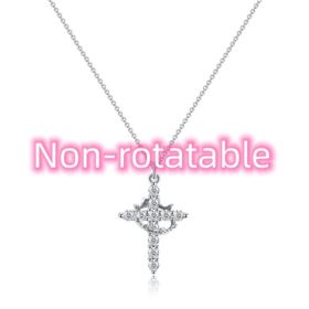 Fashion Jewelry Cross Full Diamond Crown Rotatable Necklace (Option: Silver Crown Not Rotatable-1PC)