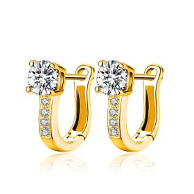Korean Fashion Sweet Fully-jeweled Crystal Earrings (Option: Gold Plated-Rhinestone Earrings)