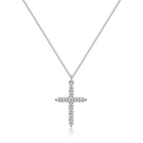 Fashion Jewelry Cross Full Diamond Crown Rotatable Necklace (Option: Silver Cross-1PC)