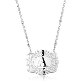 26 English Letter Belt Buckle Necklace Embossed Copper Necklace (Option: White K Clip Bead Necklace-B)